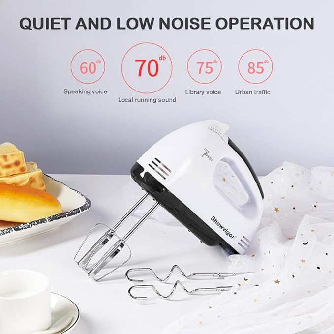 Handmixer Electric Handheld - 7 Speed Portable Kitchen Mixer Electric with 5 Stainless Steel Accessories Whisk, Food Beater for Whipping Mixing Cookies Cakes Eggs Dough