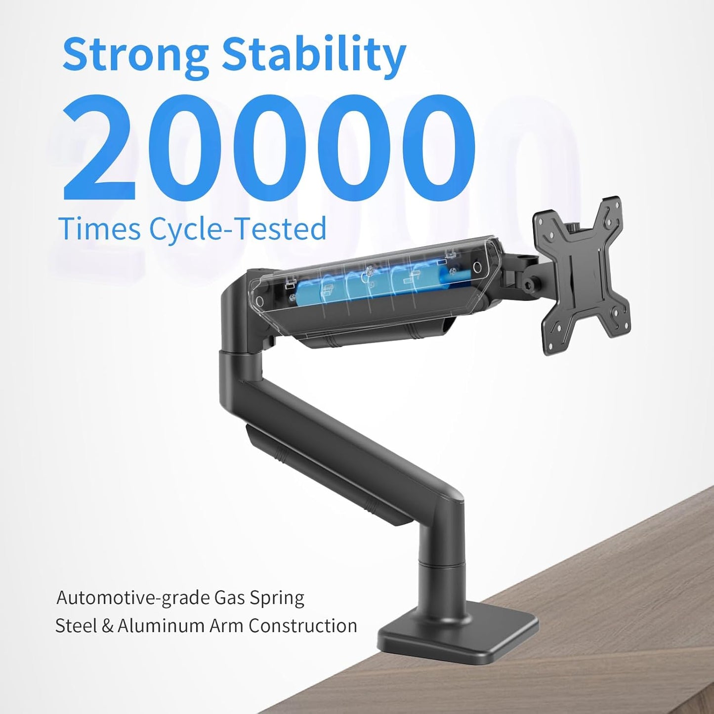 Single Monitor Stand for 13 to 32 inch Screens, Gas Spring Monitor Arm with Swivel, Tilt, Rotation, Height Adjustable, Desk Mount with C-Clamp and Grommet Base, Holds 4.4 to 19.8lbs Screen, Black