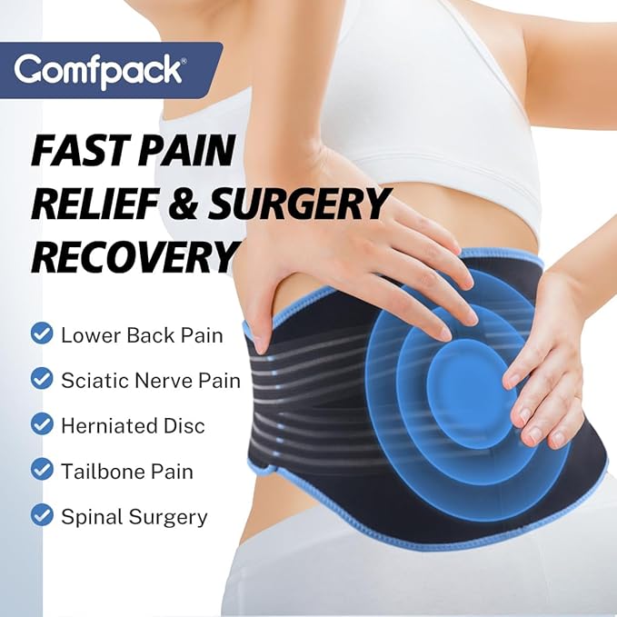 Ice Pack for Back Pain Relief, FSA Eligible, 2 Packs Reusable Lower Back Wrap Hot Cold Therapy for Sciatic Injuries, Tailbone Pain, Lumbar Surgery, Coccyx, Herniated Disc, Gift