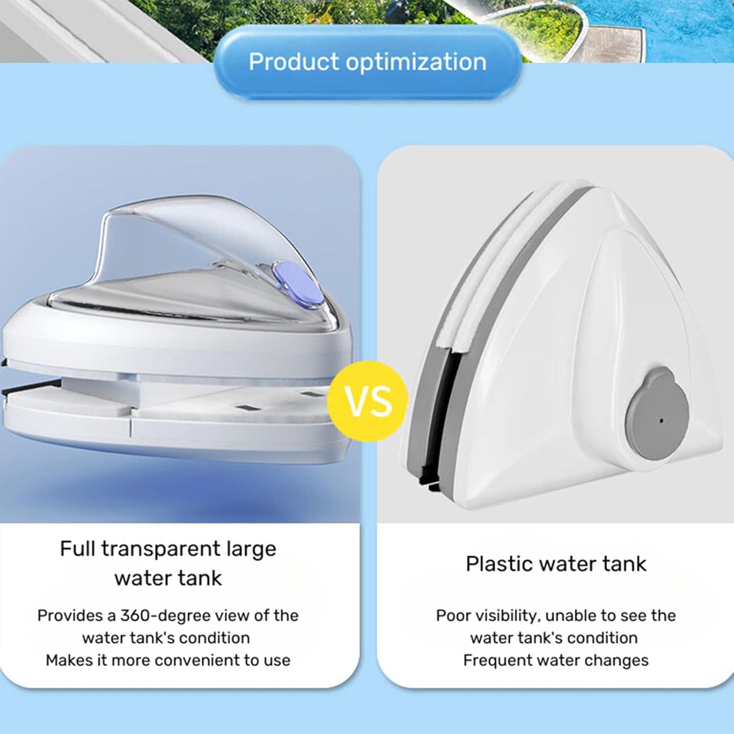 Magnetic Glass Wiper Window Cleaner Double-Side Water-Filled Magnetic Glass Cleaning Tool Brush for Double Glazed Window Thickness 0.5"-1" (15-26mm)