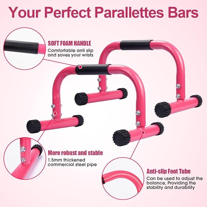 AmazeFan Parallettes Bars, High Steel Push Up Bar Strength Training For Handstands, Calisthenics Bars & Dip Bars, Calisthenic, Push Up Stands Handle for Floor Workouts Calisthenics Equipment 