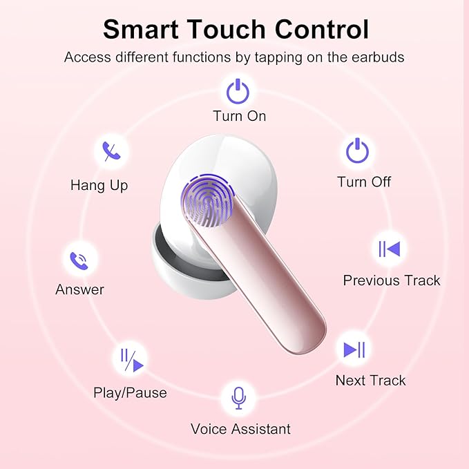 Wireless Earbuds, Bluetooth 5.3 Headphones LED Power Display, 2025 New Wireless Earphones, 4 ENC Noise Cancelling Mic, HiFi Stereo, 48H Playtime Mini Case IP7 Waterproof for iOS Android