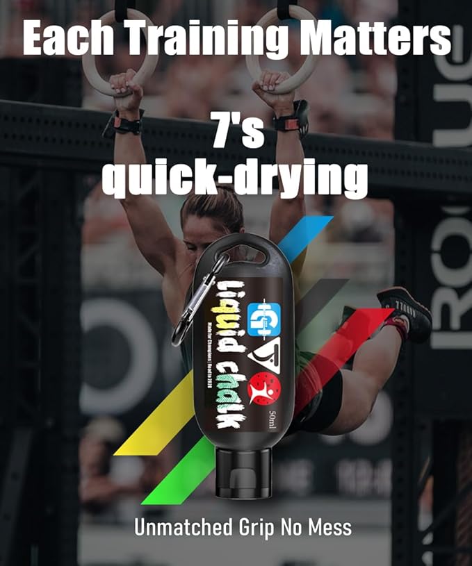 Liquid Chalk Mess-Free Gym Chalk 7’s Quick-Drying for Weightlifting, Gymnastics, Rock Climbing, Pole Dancing Sweat Resistant and Long Lasting for Stronger Hand