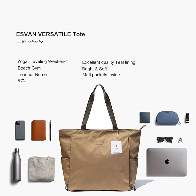 ESVAN Yoga Mat Bag Yoga Tote Carrier Shoulder Bag Carryall Tote for Office,Yoga,Pilates,Travel,Beach and Gym