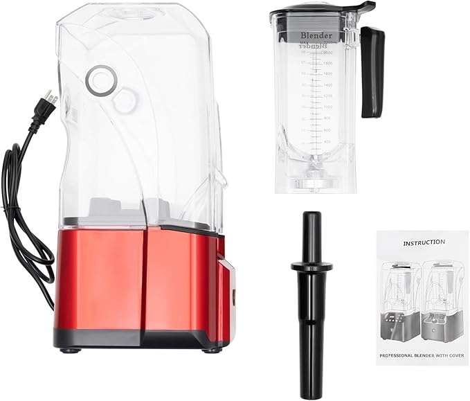 Professional 2.2L/74.4oz Commercial Smoothie Food Processing Blender for Shakes and Smoothies, 2200W Power Blender with Soundproof Shield for Fruits, Frozen Drinks
