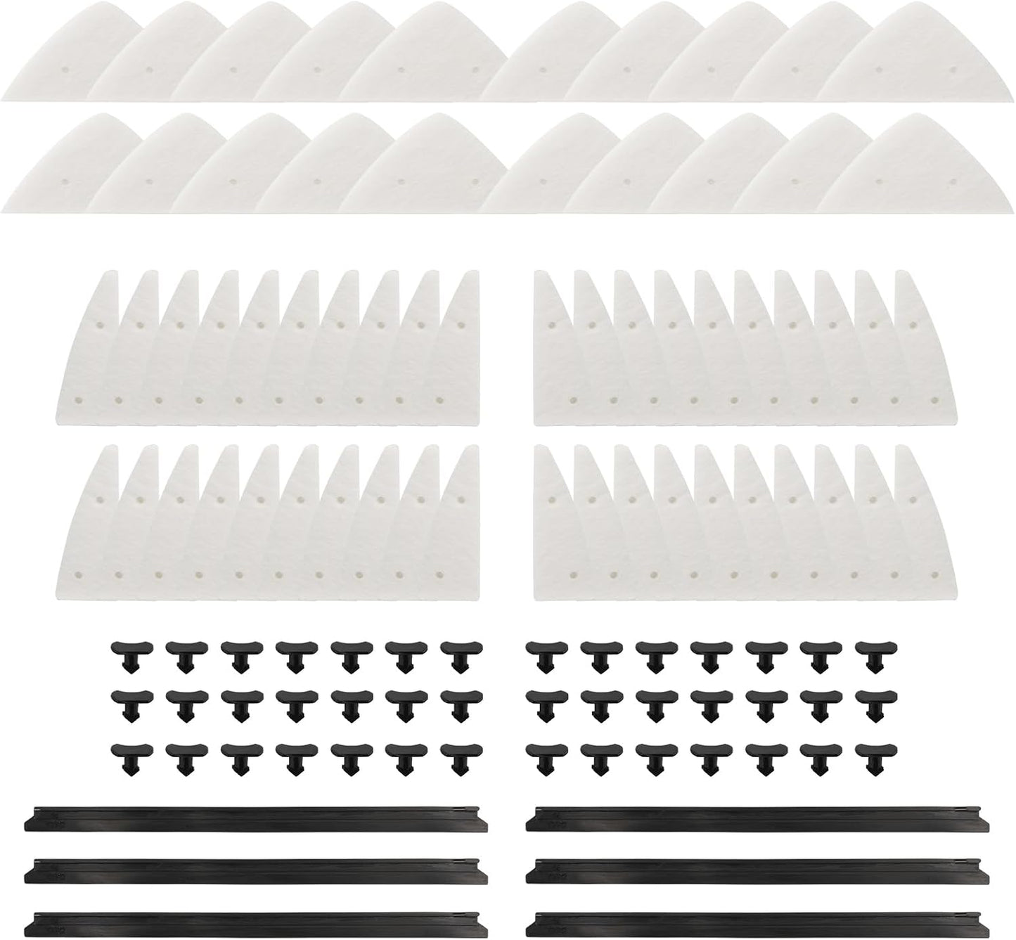 Magnet Window Cleaner Replacement Kits - 20 Piece of Large Sponges, 40 Pieces of Small Sponges, 6 Rubber Squeegee Blades, 42 Buckles