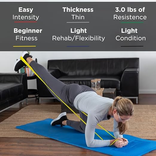 THERABAND Resistance Bands, 6 Yard Roll Professional Latex Elastic Band For Upper Body, Lower Body, & Core Exercise, Physical Therapy, Pilates, Home Workouts, & Rehab, Yellow, Thin, Level 2