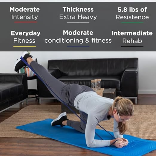 THERABAND Resistance Bands, 6 Yard Roll Professional Latex Elastic Band For Upper & Lower Body, Core Exercise, Physical Therapy, Pilates, Home Workouts, Rehab, Blue, Extra Heavy, Intermediate Level 2
