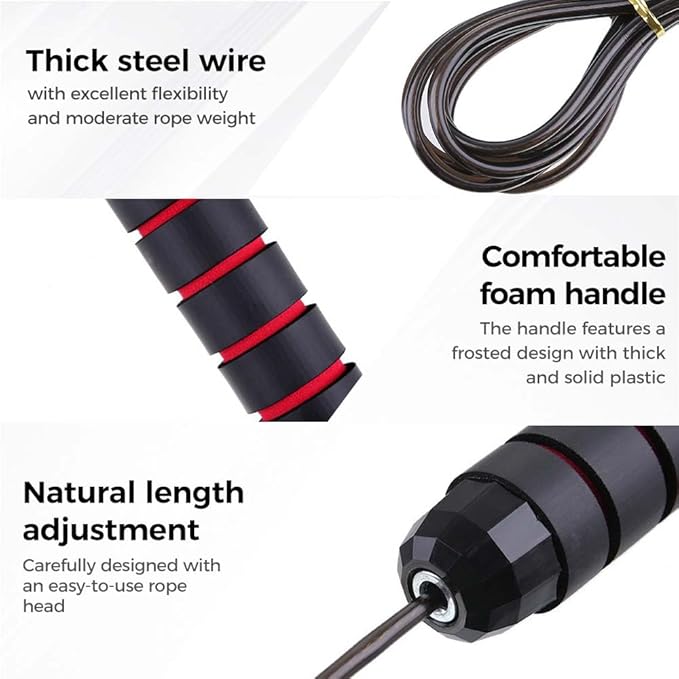 Tangle-Free Rapid Speed Jump Rope with Ball Bearings, Adjustable Jump Rope for Fitness Rapid Speed Jumping Rope with Foam Handles for Workout Boxing Home Exercise Slim Body Training for Men Women