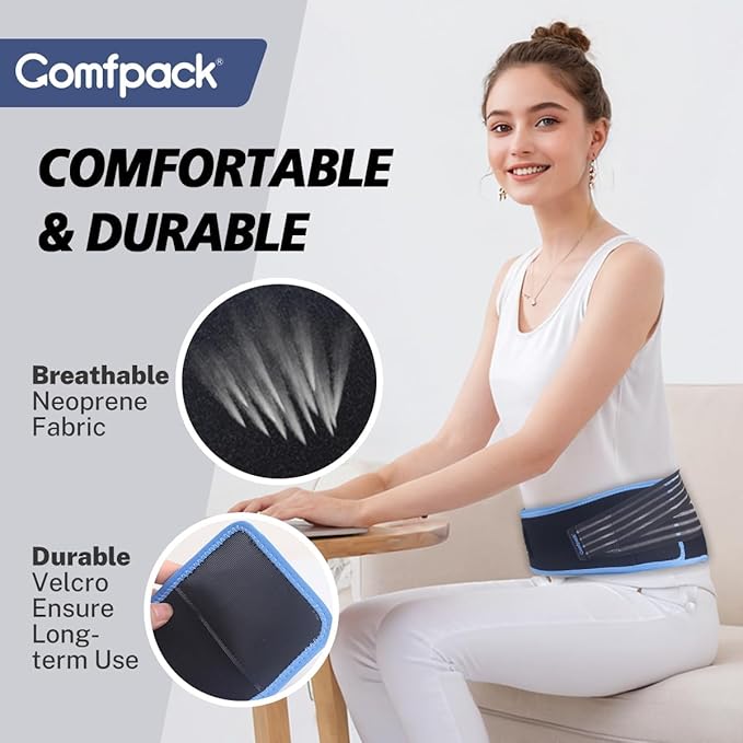 Ice Pack for Back Pain Relief, FSA Eligible, 2 Packs Reusable Lower Back Wrap Hot Cold Therapy for Sciatic Injuries, Tailbone Pain, Lumbar Surgery, Coccyx, Herniated Disc, Gift
