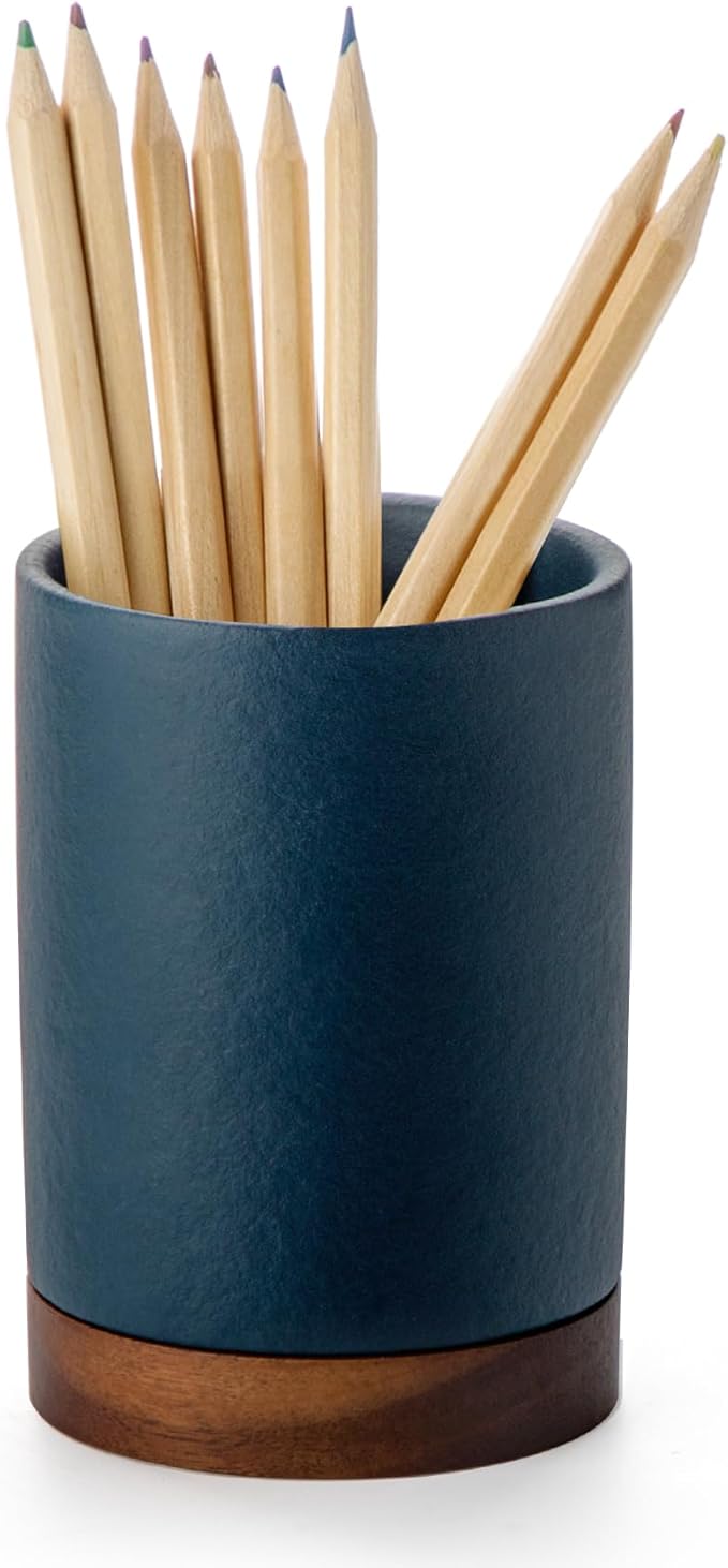 Pen Holder for Desk, Ceramic Pencil Organizer & Makeup Brush Holder, Office Decor and Desk Accessories,Perfect Office Organization,Teacher Supplies(Royal Blue, Set / 1)