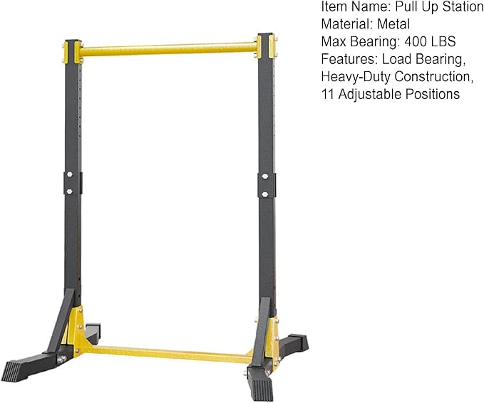 Pull Up Bar Free Standing, 400LBS Capacity Pull Up Station with 11 Adjustable Heights, Multifunctional Chin Up Bar for Home Gym, Strength Training Equipment for Dip Push Up Vertical Knee Raise