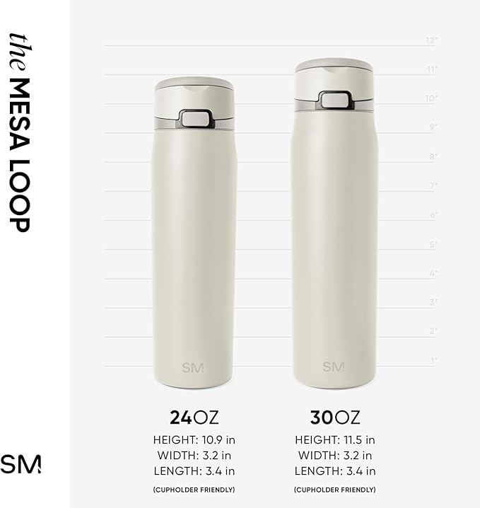 Simple Modern Mesa Loop Water Bottle with Straw | 24oz Cup Holder Friendly Insulated Stainless Steel Bottles for Travel, Sports and School | Cashew