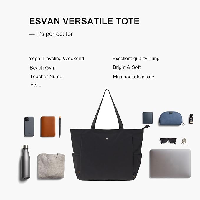 ESVAN Yoga Mat Bag Yoga Tote Carrier Shoulder Bag Carryall Tote for Office,Yoga,Pilates,Travel,Beach and Gym