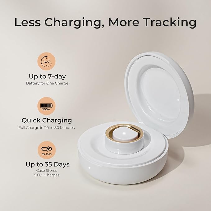femometer Smart Ring Gen2 - Sleep, Heart Rate & Cycle Monitoring - Free Subscription - Women's Health & Fertility Tracker with BBT Technology - Size Before You Buy - Up to 7 Days Battery Life - Size 6