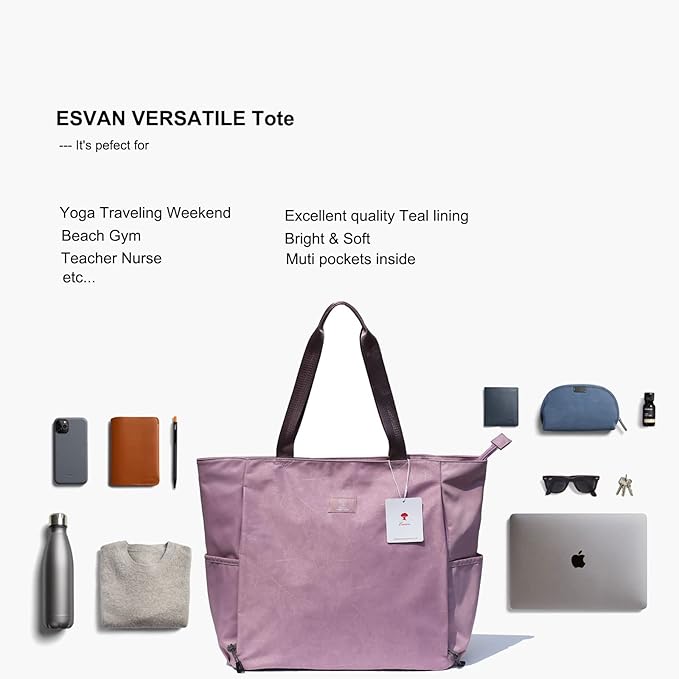 ESVAN Yoga Mat Bag Yoga Tote Carrier Shoulder Bag Carryall Tote for Office,Yoga,Pilates,Travel,Beach and Gym