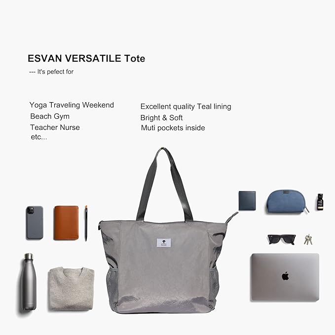 ESVAN Yoga Mat Bag Yoga Tote Carrier Shoulder Bag Carryall Tote for Office,Yoga,Pilates,Travel,Beach and Gym