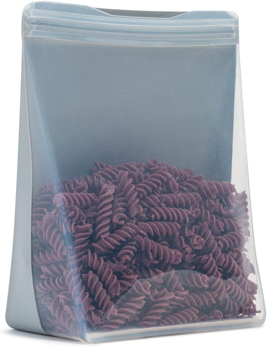 W&P Porter Silicone Reusable Storage Bags, Stand-Up Variety 2 Pack (36oz, 50oz), Slate, Food Storage Container, Microwave and Dishwasher Safe, Easy Cleaning