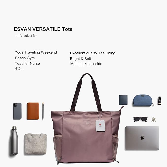 ESVAN Yoga Mat Bag Yoga Tote Carrier Shoulder Bag Carryall Tote for Office,Yoga,Pilates,Travel,Beach and Gym