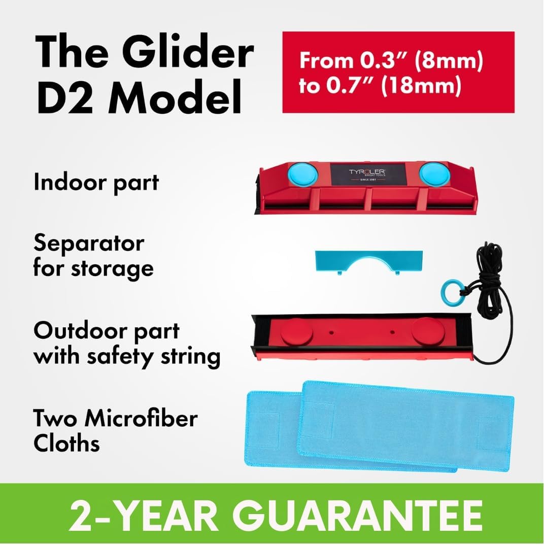 Tyroler Bright Tools The Glider D-2 Magnetic Window Cleaner for Double Glazed Windows. Fit to 0.3in - 0.7in Window Thickness. Glass Cleaner