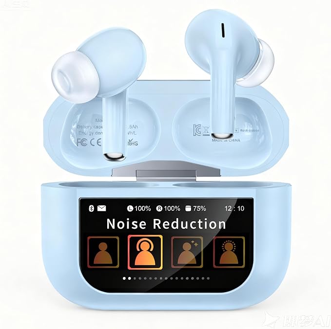 Wireless Earbuds, ANC/ENC Noise Cancelling Ear Buds with Smart Touchscreen Case, 48H Playtime, Bass Stereo Sound, Bluetooth 5.4 Ear Buds for Laptop, Android/iOS, Pad