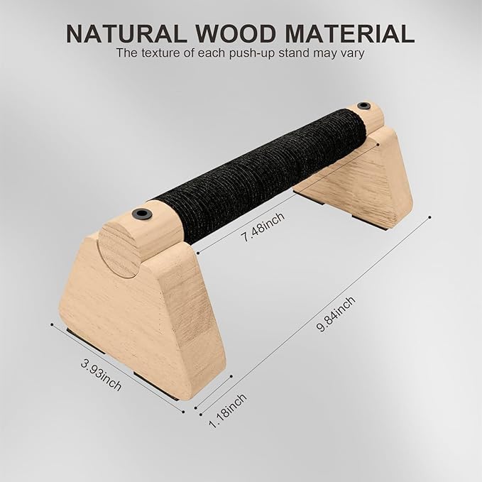 2 PCS Wooden Parallettes Bars, Wood Push Up Bars Calisthenics Equipment with Non-Slip Base, Pushup Handles Fitness Blocks for Men and Women Strength Training