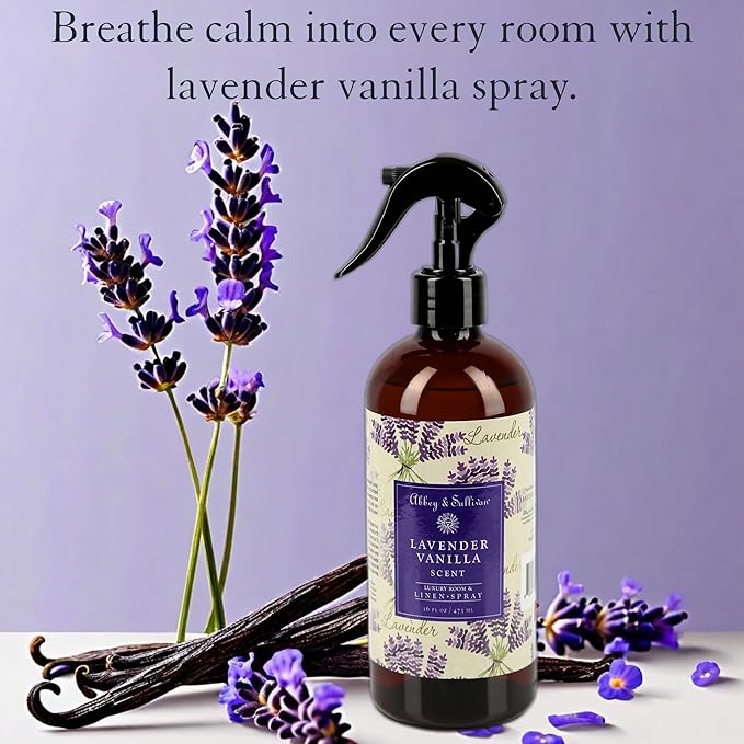Abbey & Sullivan Odor Eliminating and Refreshing Linen and Room Spray, Lavender Vanilla, 16 oz.