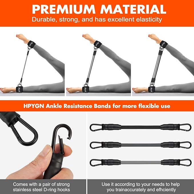 HPYGN Ankle Resistance Bands, Ankle Bands for Working Out with Cuffs, Resistance Bands for Leg Butt Training Workout Equipment for Kickbacks Hip Gluteus Training, Ankle Strap with Exercise Bands