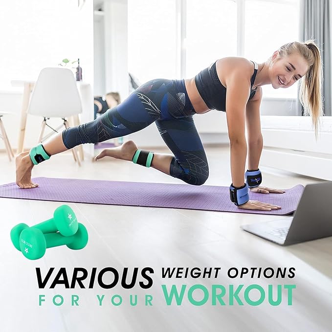 Yes4All Wrist & Ankle Weights Pair 1lb -10lbs, Adjustable Strap for Walking, Jogging, Pilates, Gym Fitness Workout for Women, Men