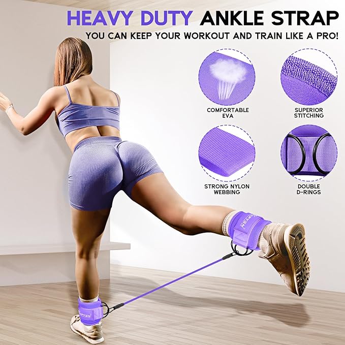 HPYGN Ankle Resistance Bands, Ankle Bands for Working Out with Cuffs, Resistance Bands for Leg Butt Training Workout Equipment for Kickbacks Hip Gluteus Training, Ankle Strap with Exercise Bands