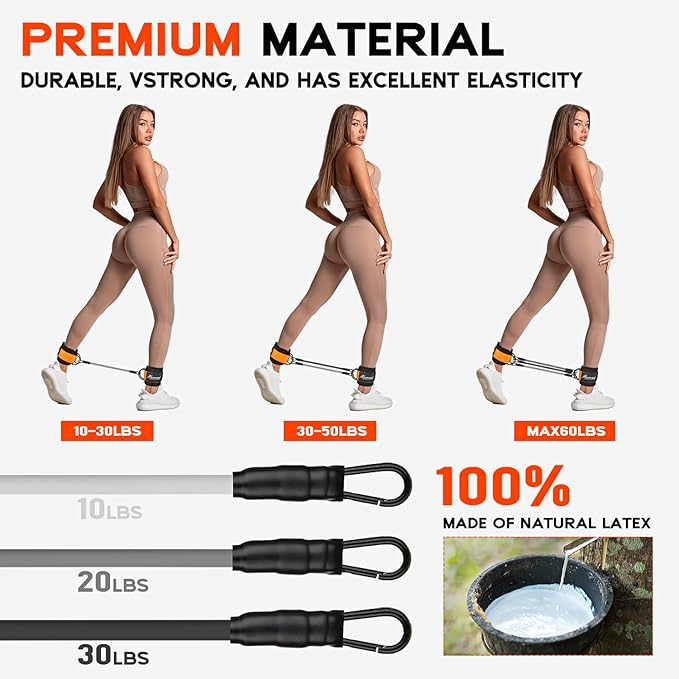 HPYGN Ankle Resistance Bands, Ankle Bands for Working Out with Cuffs, Resistance Bands for Leg Butt Training Workout Equipment for Kickbacks Hip Gluteus Training, Ankle Strap with Exercise Bands