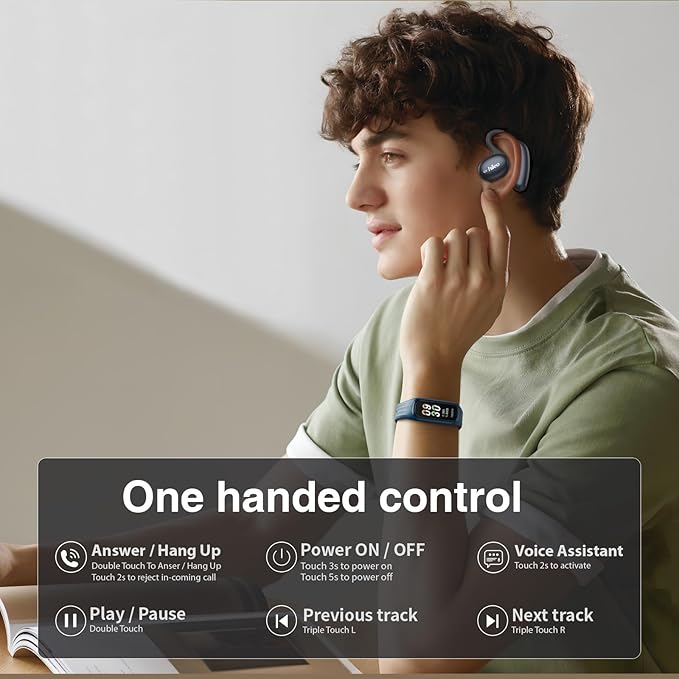 HILEO Open Ear Headphones, 2.4GHz ISM Wireless Earbuds, Long-Lasting Battery(90 Hrs), Bluetooth 5.2, Sport Over Earphones, High-Fidelity Sound, Compact Charging Case, Suitable for Running (Black)