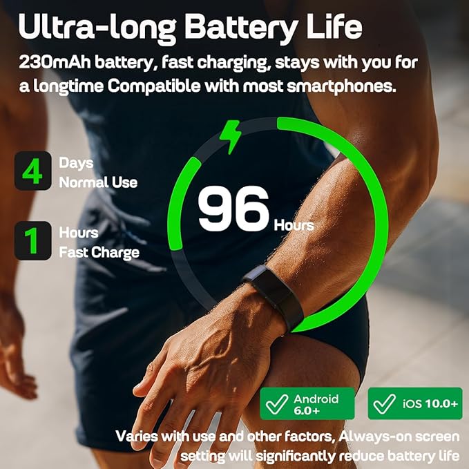 FITVII Fitness Tracker, Slim AMOLED Fitness Watch 2025 with 24/7 Heart Rate, Blood Pressure, Blood Oxygen, Stress Monitor, Step Calorie Counter, IP68 Waterproof Smart Watch for Women Men