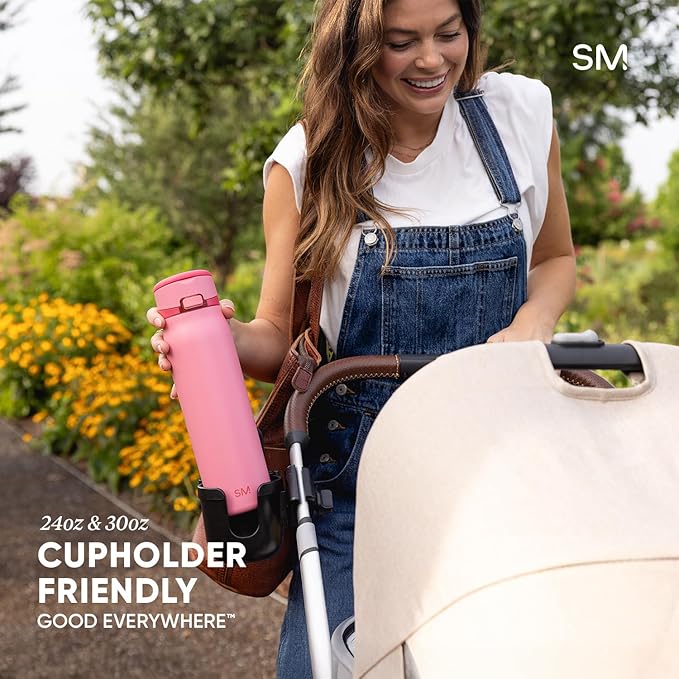 Simple Modern Mesa Loop Water Bottle with Straw | 24oz Cup Holder Friendly Insulated Stainless Steel Bottles for Travel, Sports and School | Cashew