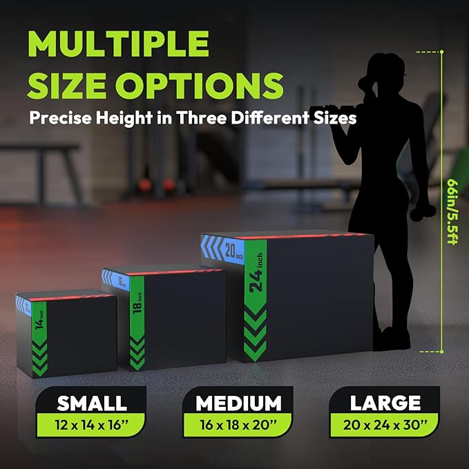 3-in-1 Plyometric Box, Jumping Exercise Equipment Trainer with Non-Slip Surface for Workout Training, Pro-Duty HIIT Exercise Foam Plyo Box, Home Gym