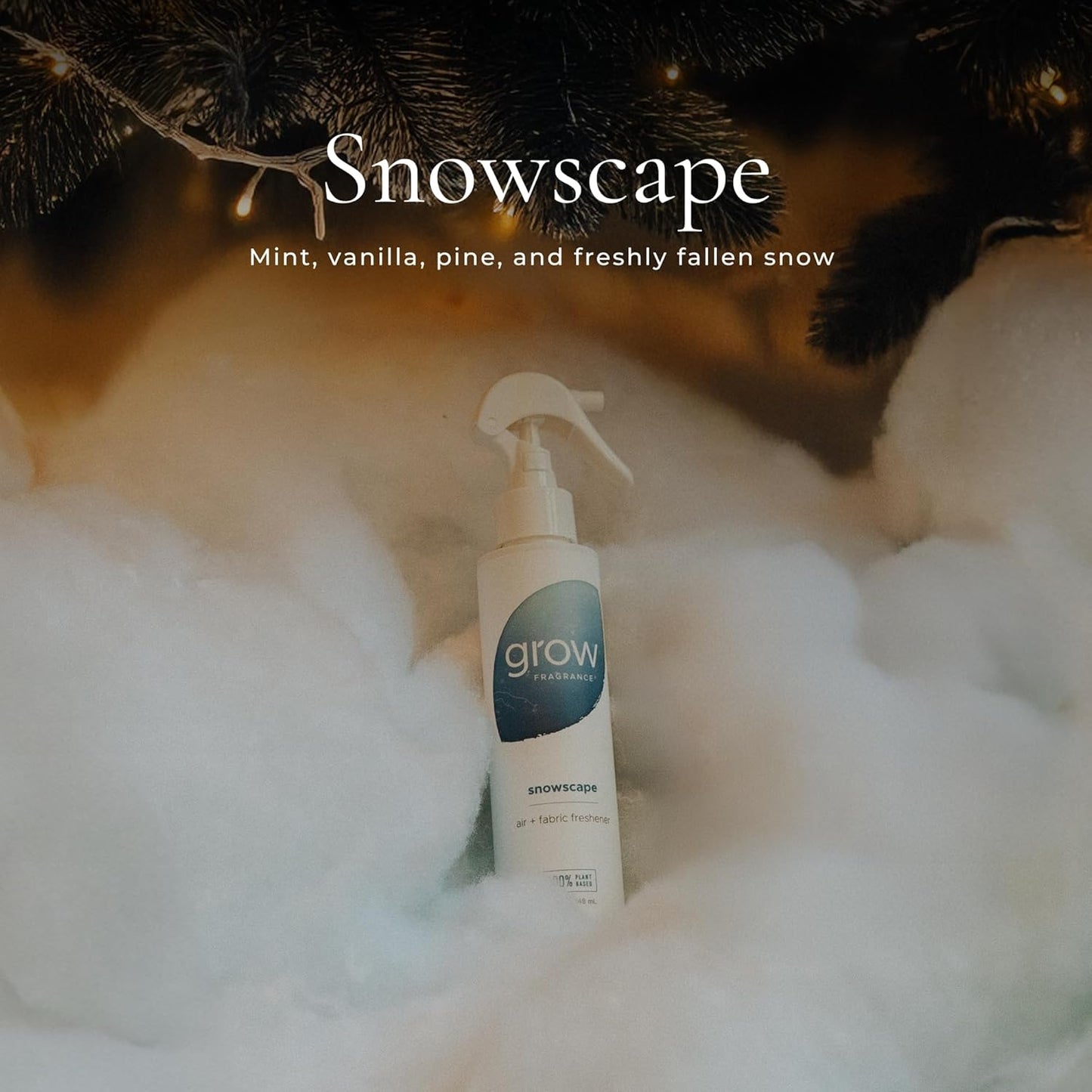Grow Fragrance Certified Non Toxic, 100% Plant Based Fabric and Room Air Freshener Spray. Made with All Natural Essential Oils (Holiday 3 Pack - Pine Forest, Holiday Hearth, Snowscape) 3 x 5oz