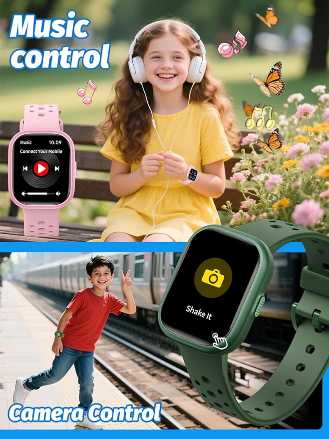 Upgraded Kids Smart Watch Fitness Tracker, 1.85" Screen with 12 Puzzle Games, Heart Rate Sleep Monitor, Pedometer, Waterproof Activity Tracker with/Without APP for Boys Girls