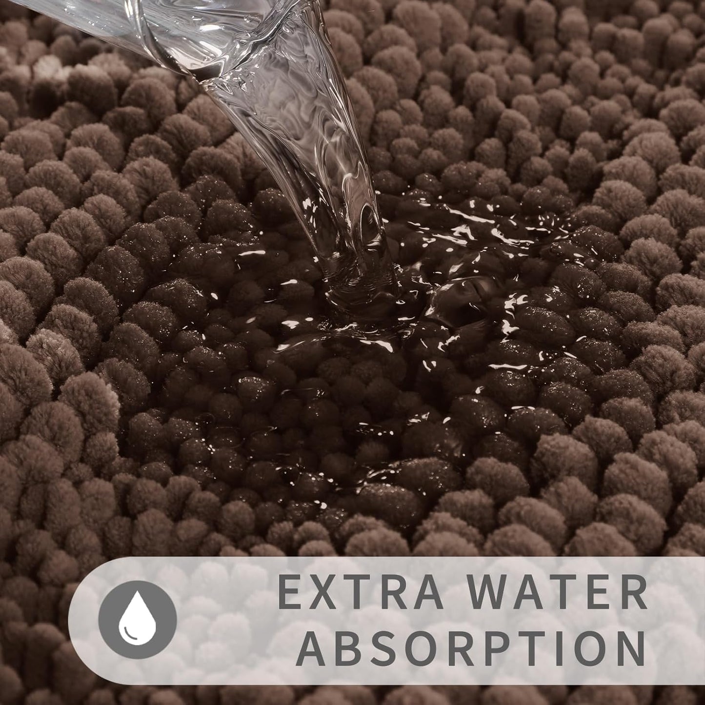 Yimobra Toilet Rugs U Shaped Washable 24 x 20, Non Slip and Super Absorbent Toilet Mat, Quick Dry, Ultra Luxury Microfiber Chenille Plush Fluffy Contour Bath Rugs for Toilet Base, Brown