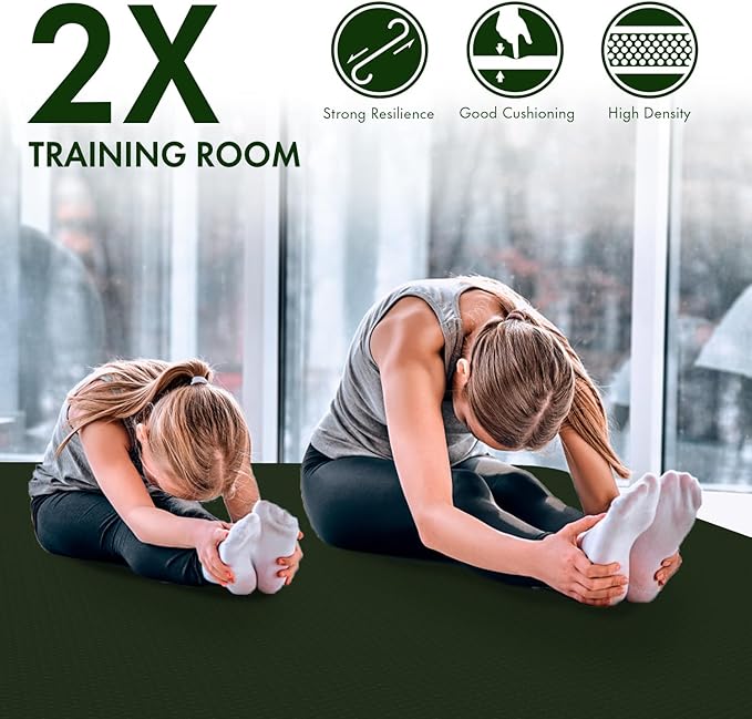 FrenzyBird Large Yoga Mat 6'x 4'(72”x 48”)—1/4" &1/3" Extra Wide Exercise Mat 183cm x 122cm Large Exercise Mat Big Home Yoga Mat Pilates Mat,Non Slip,Thick,TPE Workout Mat,for Women & Men, Yoga, Pilates, Gym and Floor Workouts Pilates