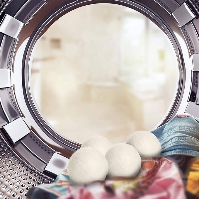 SnugPad XL Wool Dryer Balls, Natural Fabric Softener 100% Organic New Zealand Wool, Anti Static, Lint Free, Odorless, Chemical Free, Reduces Wrinkles, Baby Safe, Save Energy & Time, White 4 Count