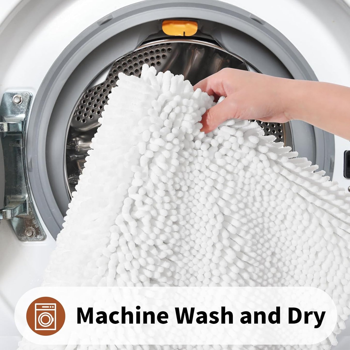 Yimobra Toilet Rugs U Shaped Washable - 24"x20" Non Slip Plush Contour Bath Rugs for Toilet - Super Soft Absorbent Quick Dry Toilet Mats for Bathroom,White