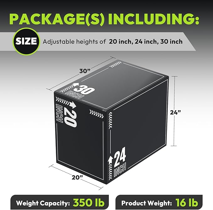 3-in-1 Plyometric Box, Jumping Exercise Equipment Trainer with Non-Slip Surface for Workout Training, Pro-Duty HIIT Exercise Foam Plyo Box, Home Gym