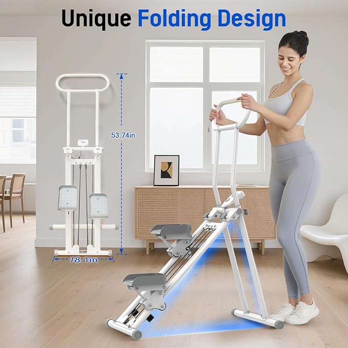 Stair Stepper for Exercise at Home, Folding Stairmaster Machine for Cardio Fitness, Vertical Stair Climber with Adjustable Handlebar, Portable Steppers with 310lbs Loading Capacity
