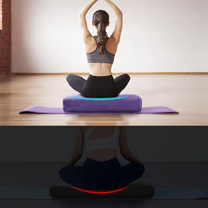 HOMBYS Shredded Foam Yoga Bolster Pillow for Restorative Yoga & Meditation, Versatile Rectangular Yoga Support Pillow Premium Meditation Cushion with Washable Velvet Cover& Carry Handle