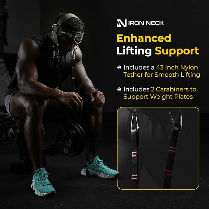 Iron Neck , Versatile Neck Exerciser, Strengthener and Trainer with Adjustable Head and Chin Strap, Portable Head Harness for Weight Lifting, Home and Gym Use