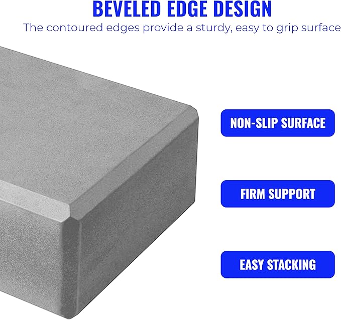 Hello Fit 3" Yoga Block, 20 Pack Bulk EVA Foam Yoga Blocks, Firm and Supportive Yoga Brick, Balance Foam for Stretching, Pilates, and Workout, 3" x 6" x 9"