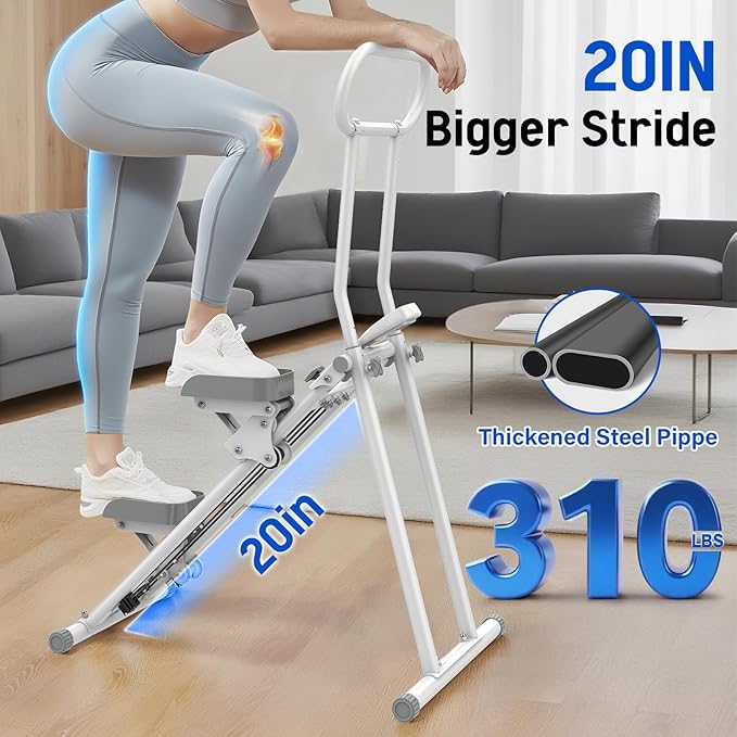 Stair Stepper for Exercise at Home, Folding Stairmaster Machine for Cardio Fitness, Vertical Stair Climber with Adjustable Handlebar, Portable Steppers with 310lbs Loading Capacity
