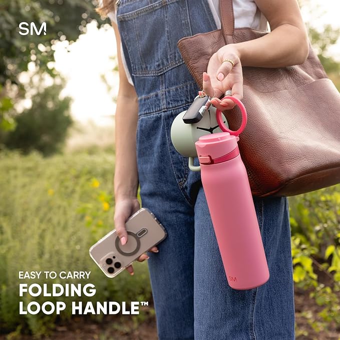 Simple Modern Mesa Loop Water Bottle with Straw | 24oz Cup Holder Friendly Insulated Stainless Steel Bottles for Travel, Sports and School | Cashew