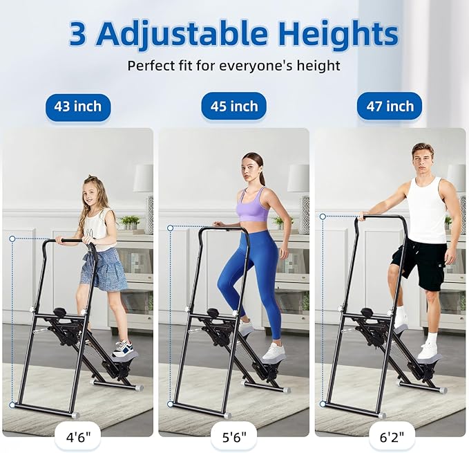 Stair Stepper with Adjustable Resistance,Upgraded Vertical Climber Machine for Home Cardio Workout,Compact Folding Stair Climber with Adjustable Handlebar & Pedals for Full Body Fitness