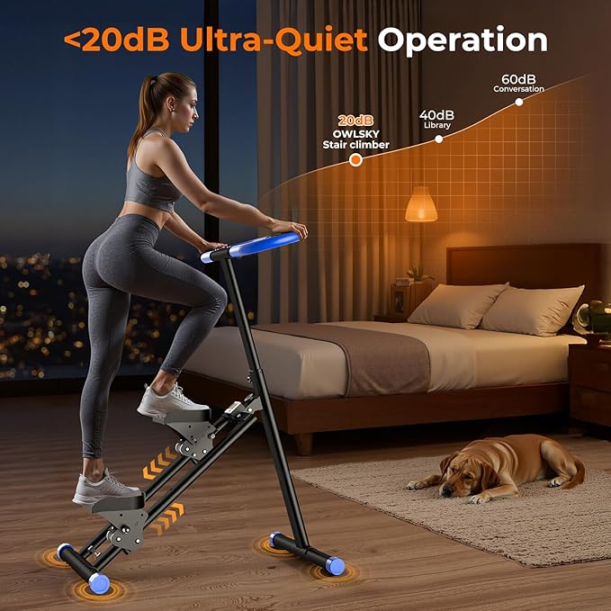 OWLSKY Stair Stepper for Home, Folding Vertical Climber Exercise Machine with Stable Triangular Frame, Smooth & Quiet Motion, Full Body Workout Equipment, Supports 330 LBS